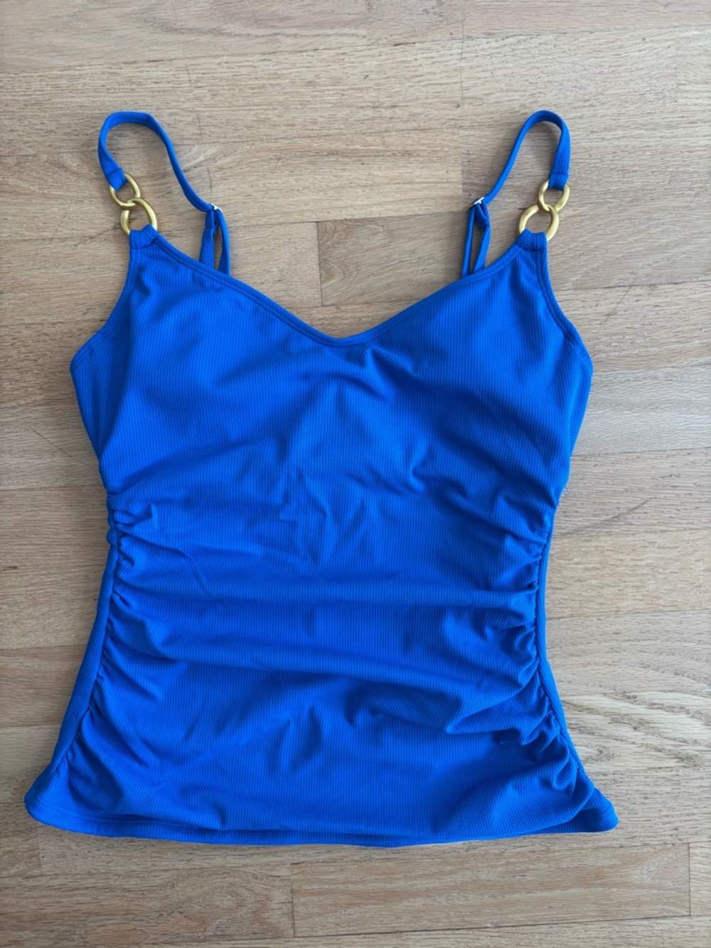Bleu Rod Beattie Cobalt V‑Neck Camisole with Gold Ring Straps